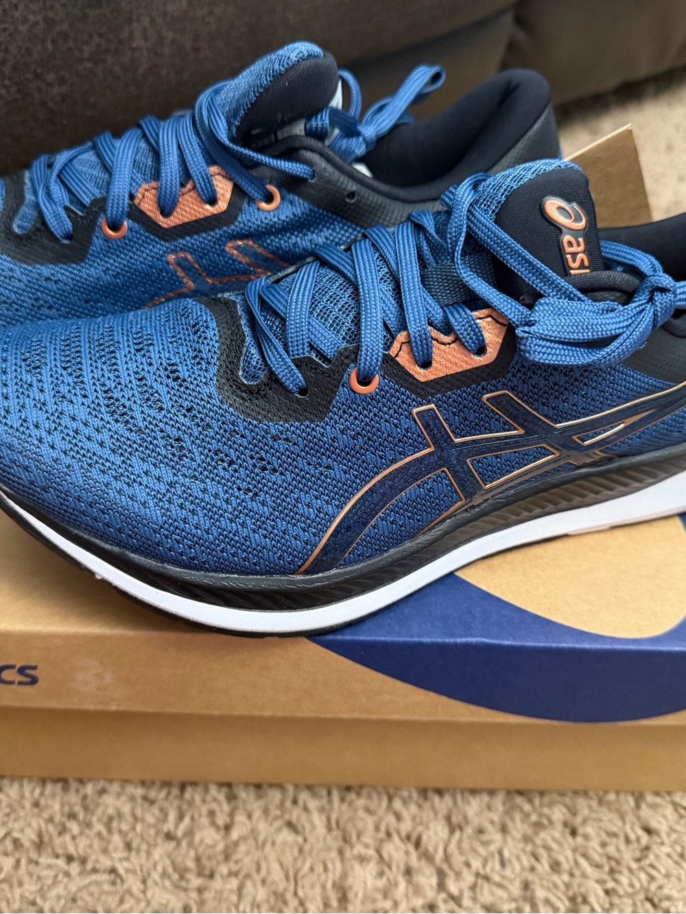 Asics Navy Blue Running Shoes with Copper Accents